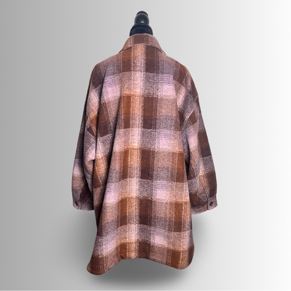 Lucky Brand Oversized Plaid Shirt Jacket Rust/Pink, NWT, Button Down Multi Sizes - Picture 6 of 11
